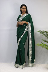 Green Saree With Off-white Embroidered Border2263_video