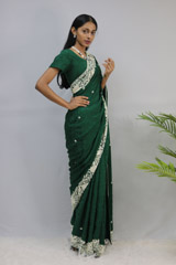 Green Saree With Off-white Embroidered BorderIMG_9381edited