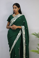Green Saree With Off-white Embroidered BorderIMG_9394edited