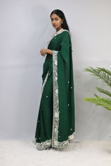 Green Saree With Off-white Embroidered BorderIMG_9400edited