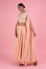 Peach Sequins Top Bottom SetDSC02996
