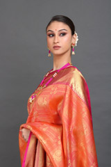Orange And Pink Silk SareeIMG_6376
