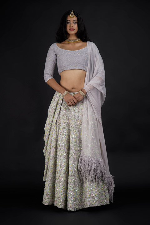 Mauve Brocade Jaal Lehenga Set