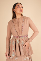 Beige Peplum Jacket And A Skirt SetDSC01803