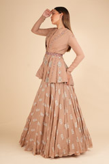 Beige Peplum Jacket And A Skirt SetDSC01806