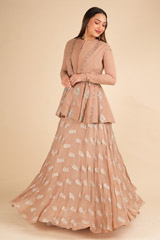 Beige Peplum Jacket And A Skirt SetDSC01809