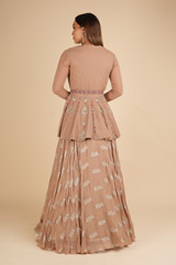 Beige Peplum Jacket And A Skirt SetDSC01811