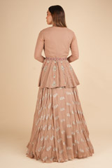 Beige Peplum Jacket And A Skirt SetDSC01812