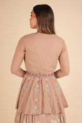 Beige Peplum Jacket And A Skirt SetDSC01813