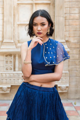 Navy Blue Tiered Skirt And A Crop Top_DSC6074-Edit