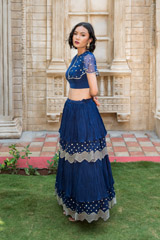 Navy Blue Tiered Skirt And A Crop Top_DSC6078-Edit