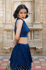 Navy Blue Tiered Skirt And A Crop Top_DSC6103-Edit