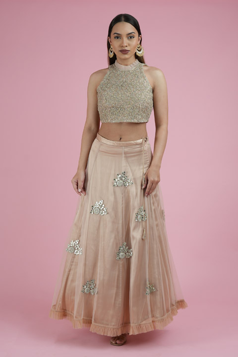 Crop Top With Skirt Set