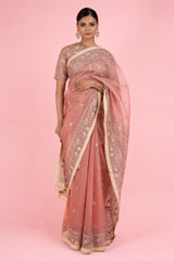 Pink Organza Saree Blouse