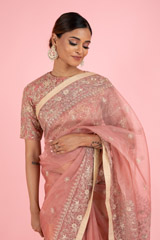 Pink Organza Saree BlouseDSC02540