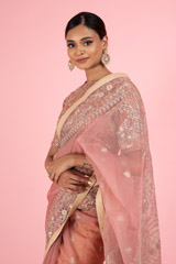 Pink Organza Saree BlouseDSC02547