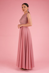 Muted Pink Creeper Yoke GownDSC02361