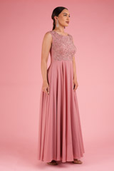 Muted Pink Creeper Yoke GownDSC02363