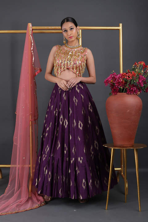 Purple Foil Print Lehenga SetIMG_7391