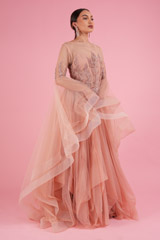 Peach Ruffle Sleeve GownDSC02450