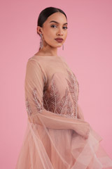 Peach Ruffle Sleeve GownDSC02451