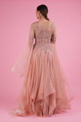 Peach Ruffle Sleeve GownDSC02455