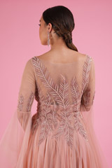 Peach Ruffle Sleeve GownDSC02457