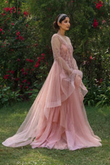 Peach Ruffle Sleeve GownIMG_1104