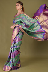 Blue And Green Silk SareeDSC05418