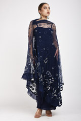 Blue Draped Dress With Cape2307_video