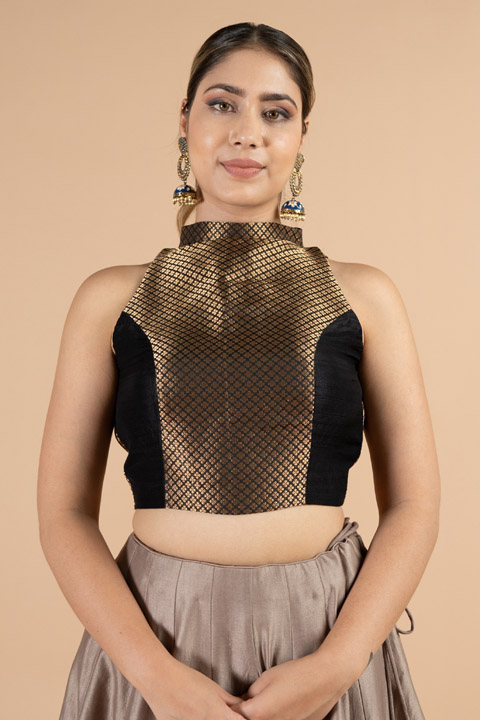Black Brocade  Blouse