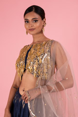Blue Embellished LehengaDSC02740