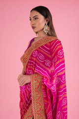 Red Orange Bandhani SareeDSC02730