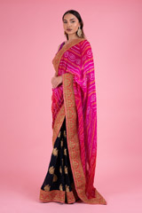 Red Orange Bandhani SareeDSC02731