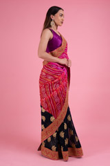 Red Orange Bandhani SareeDSC02732