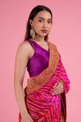 Red Orange Bandhani SareeDSC02733