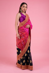 Red Orange Bandhani SareeDSC02734