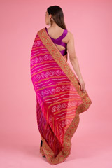 Red Orange Bandhani SareeDSC02735