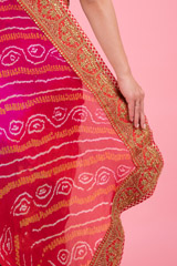 Red Orange Bandhani SareeDSC02736