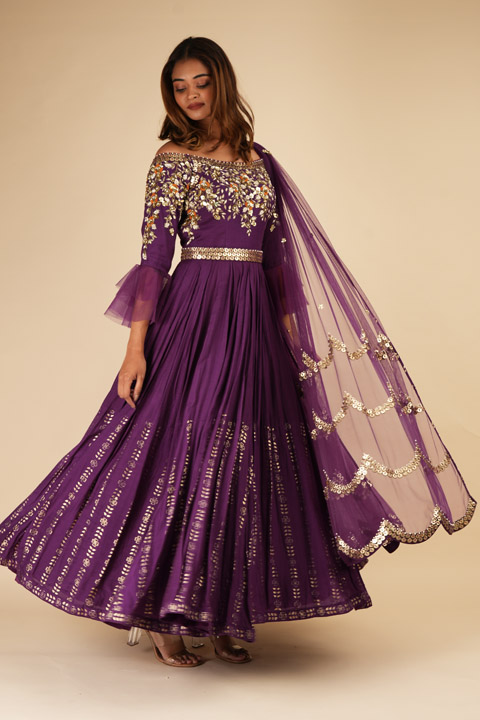 Purple Gown With Belt