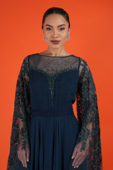 Teal Cape Sleeves Draped KaftanDSC02267