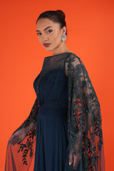 Teal Cape Sleeves Draped KaftanDSC02269