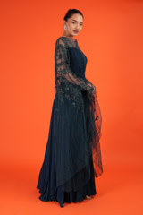 Teal Cape Sleeves Draped KaftanDSC02271