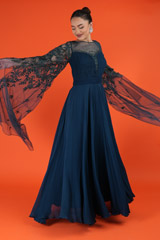 Teal Cape Sleeves Draped KaftanDSC02273