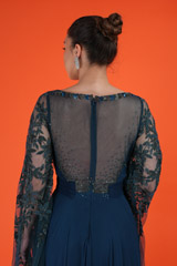 Teal Cape Sleeves Draped KaftanDSC02276