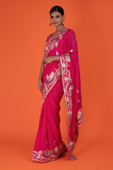 Pink Peacock Gota Bhandej SareeDSC02565