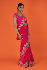 Pink Peacock Gota Bhandej SareeDSC02566