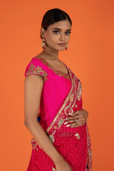 Pink Peacock Gota Bhandej SareeDSC02567