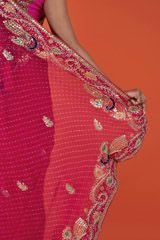 Pink Peacock Gota Bhandej SareeDSC02569