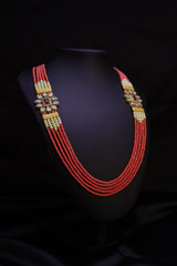 Peach Beads & Kundan Set